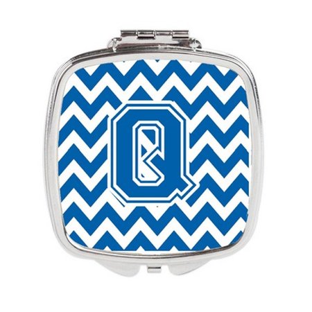 CAROLINES TREASURES Letter Q Chevron Blue and White Compact Mirror CJ1056-QSCM